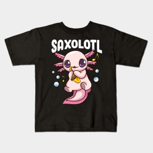 Cute & Funny Saxolotl Adorable Sax Playing Axolotl Kids T-Shirt